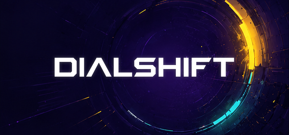Dialshift-Schriftzug vor einem leuchtenden, abstrakten Ring